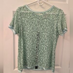 LOFT Mint Green Lace Blouse